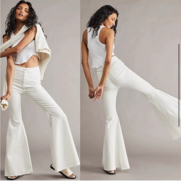Free People We The Free White Bell Bottom Flare Jean - Picture 2 of 7